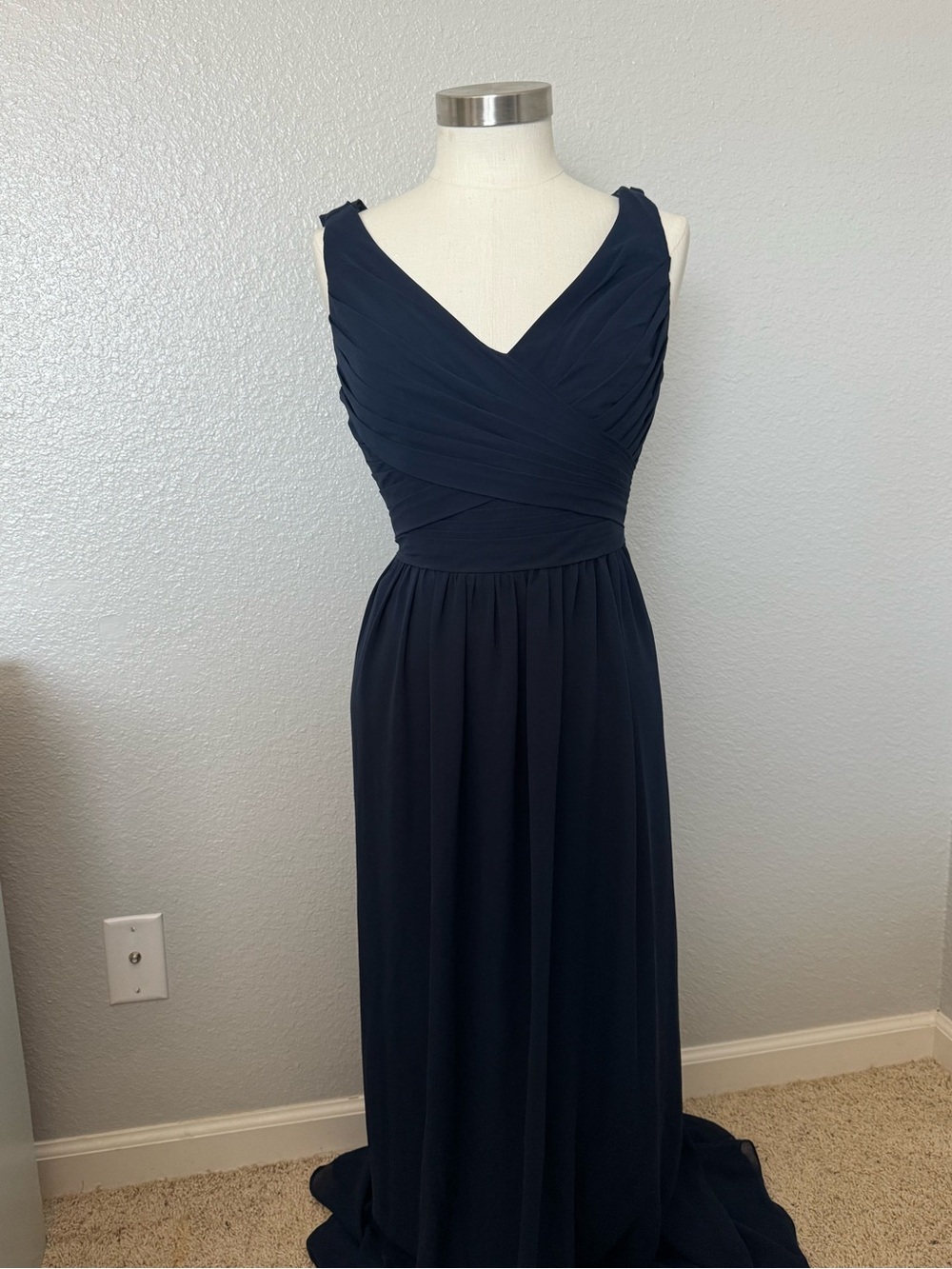 SORELLA VITA Navy V‑Neck Ruched Bodice Maxi Dress
